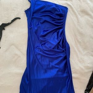 Elegant Blue Satin Dress